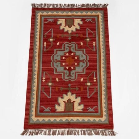 Multicolor Jute Handmade Vintage Dhurrie For Living